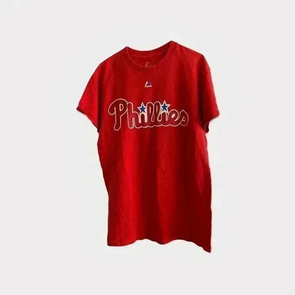 MAJESTIC SMALL RED SHIRT PHILLIES - Picture 1 of 2